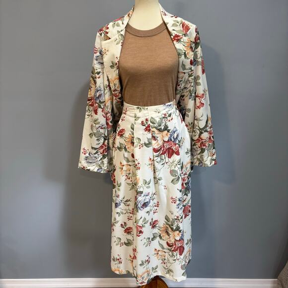 Vintage Toni Garment white and pink floral skirt suit set, women’s size medium - Picture 1 of 12